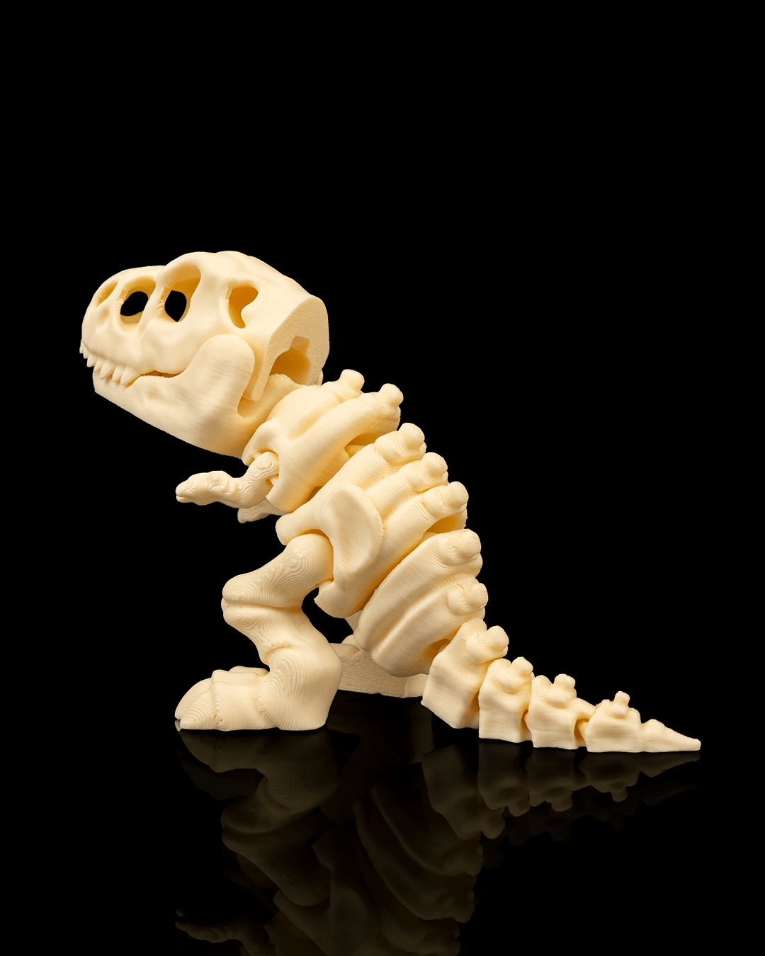 Articulated T-Rex Skeleton Figure: Poseable Dinosaur Desk Toy — 3D printed — view 2