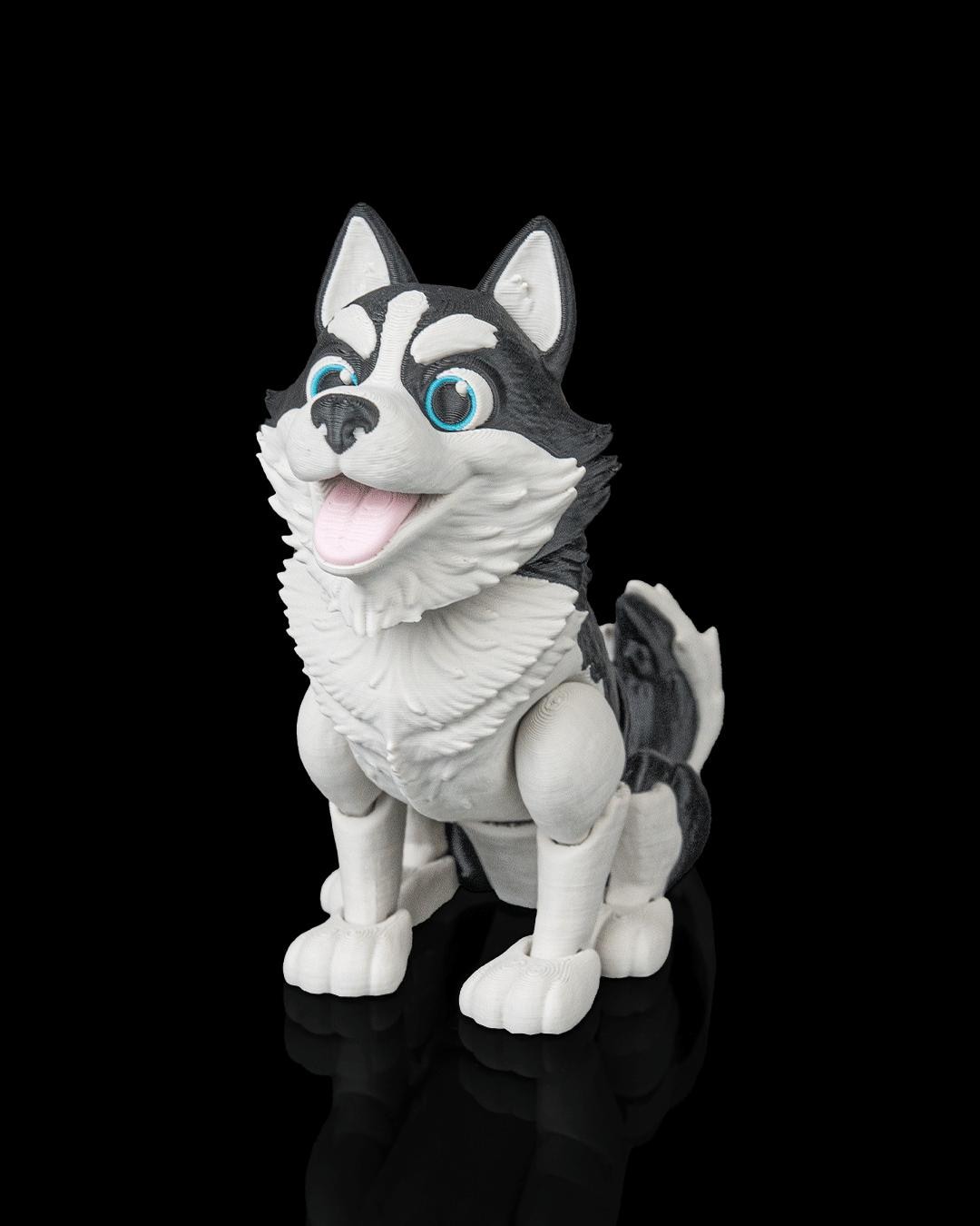 Articulated Husky Dog Toy: Niko, Desk Companion, Dog Lover Gift