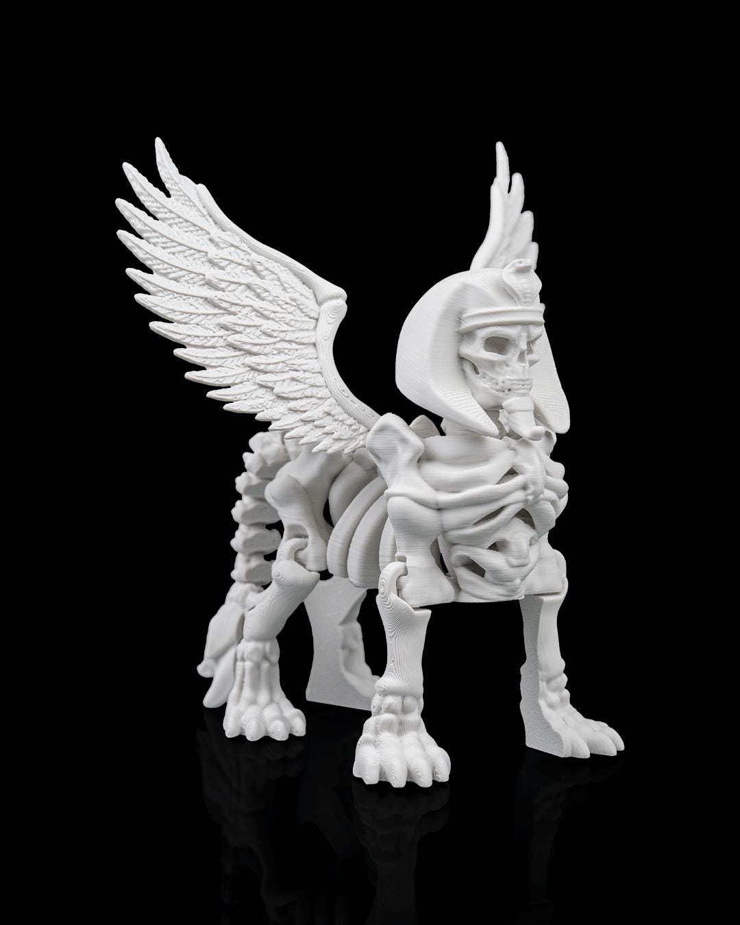 Articulated Sphynix Skeleton Figure: Mythic Labyrinth Collectible, Fantasy Desk Toy