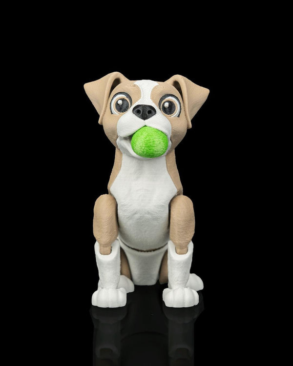 Articulated Boxer Dog Collectible: Apollo with Ball Desk Companion