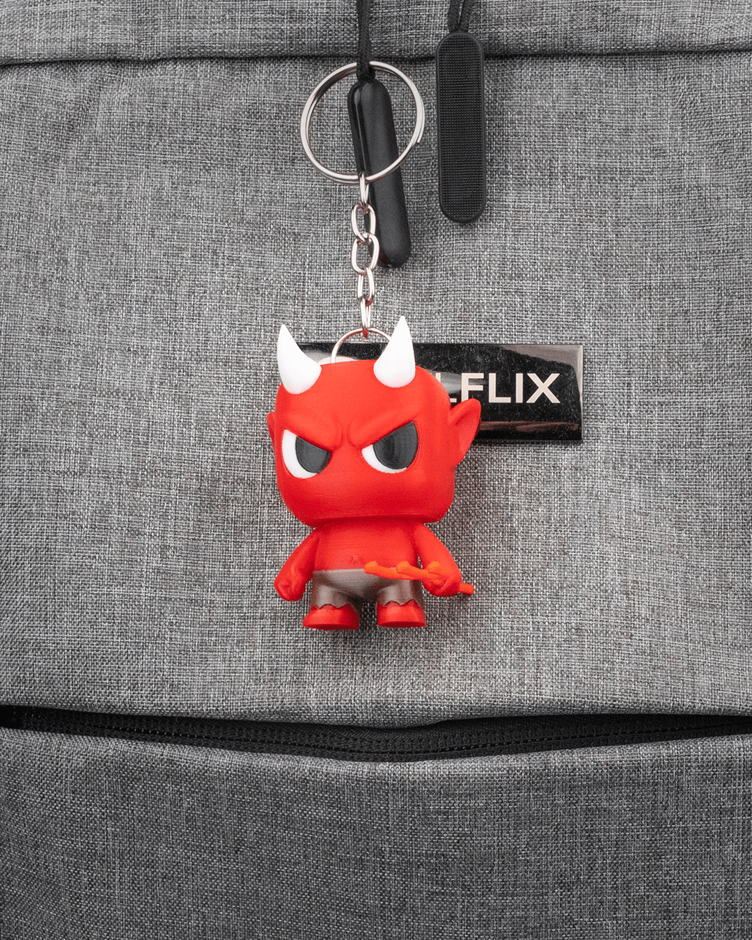 Antyferno devil Anty articulated 3D-printed Halloween keyring — side profile