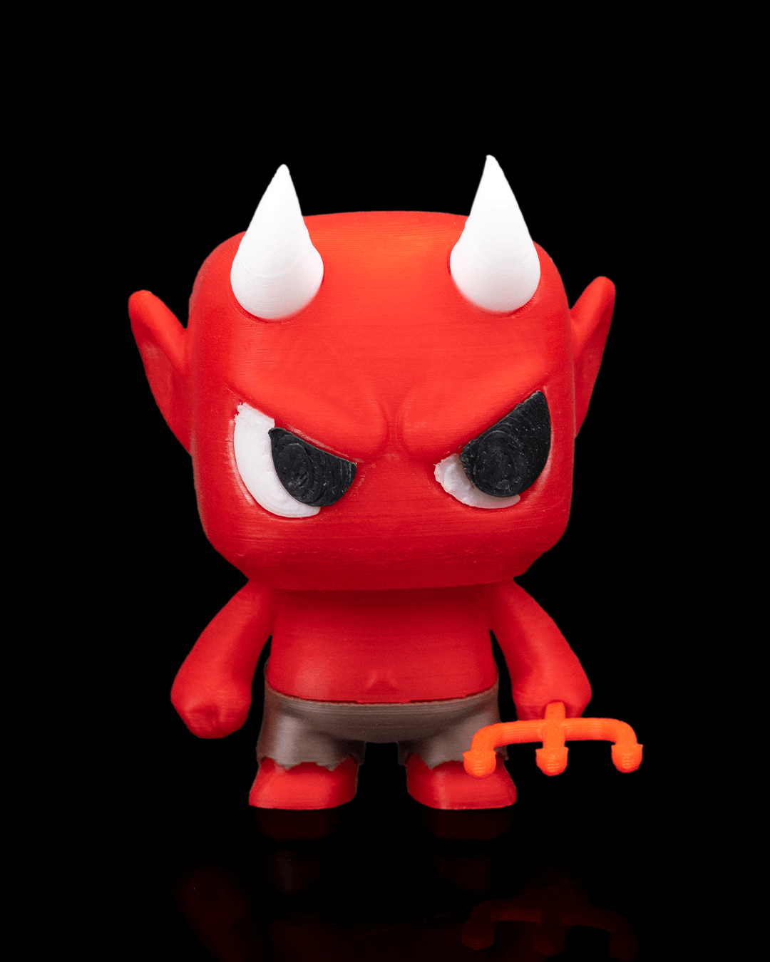Antyferno devil Anty articulated 3D-printed Halloween keyring — three-quarter angle