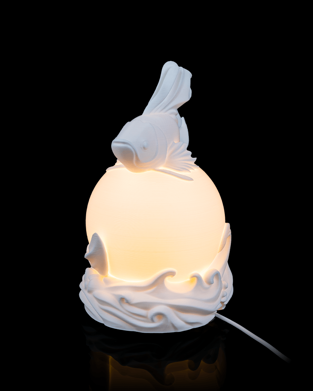 Betta Sphere Table Lamp — 3D-printed betta fish sphere table lamp (view 3)