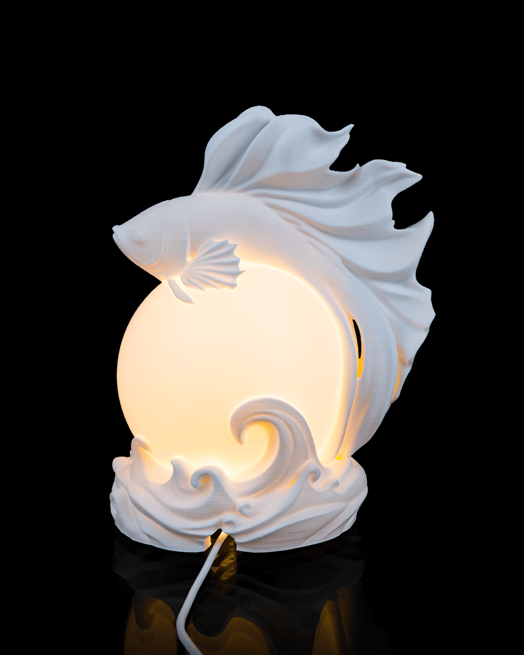 Betta Sphere Table Lamp — 3D-printed betta fish sphere table lamp (view 5)