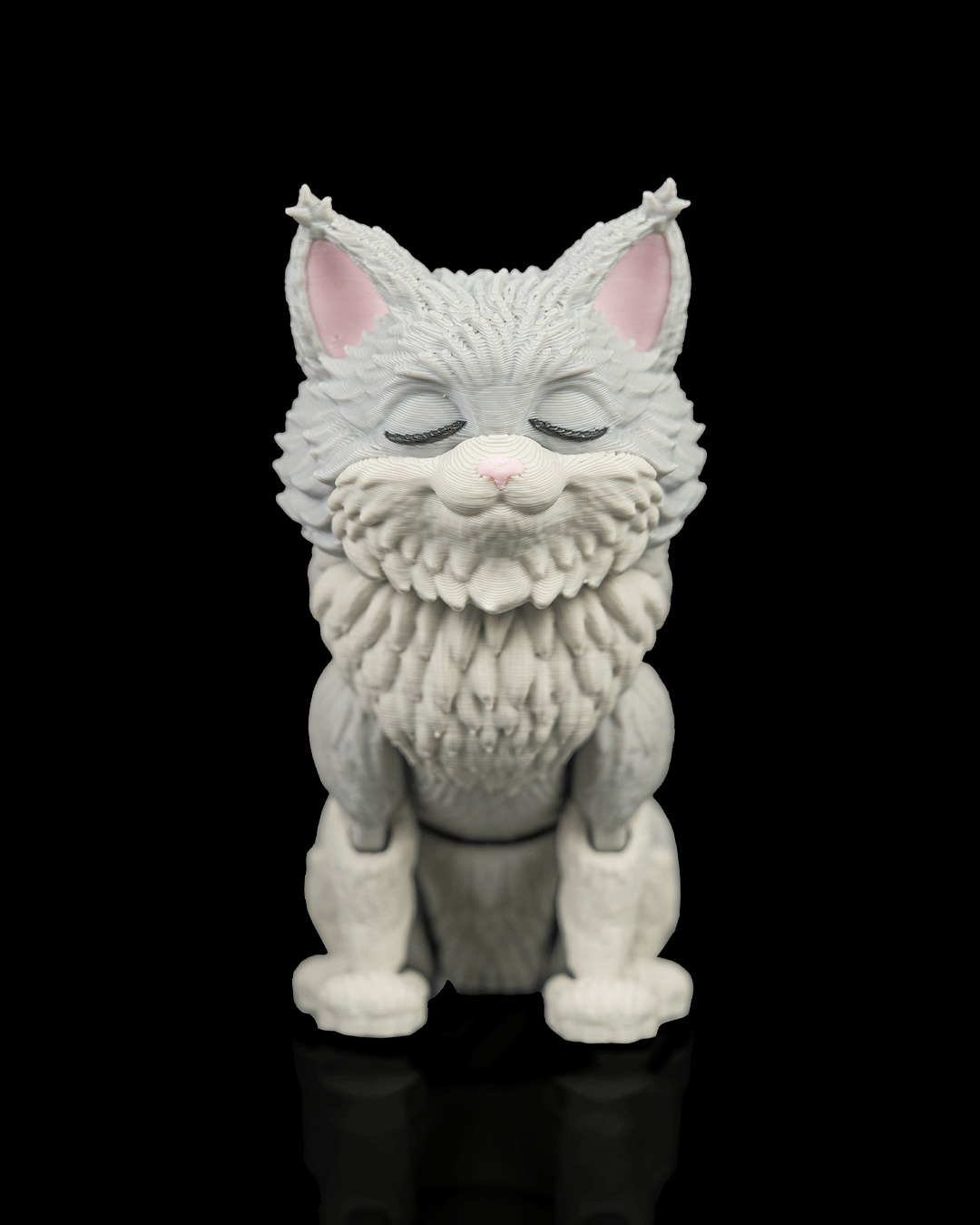 Articulated 3D-printed Maine Coon cat Chester — poseable desk figurine (view 6)
