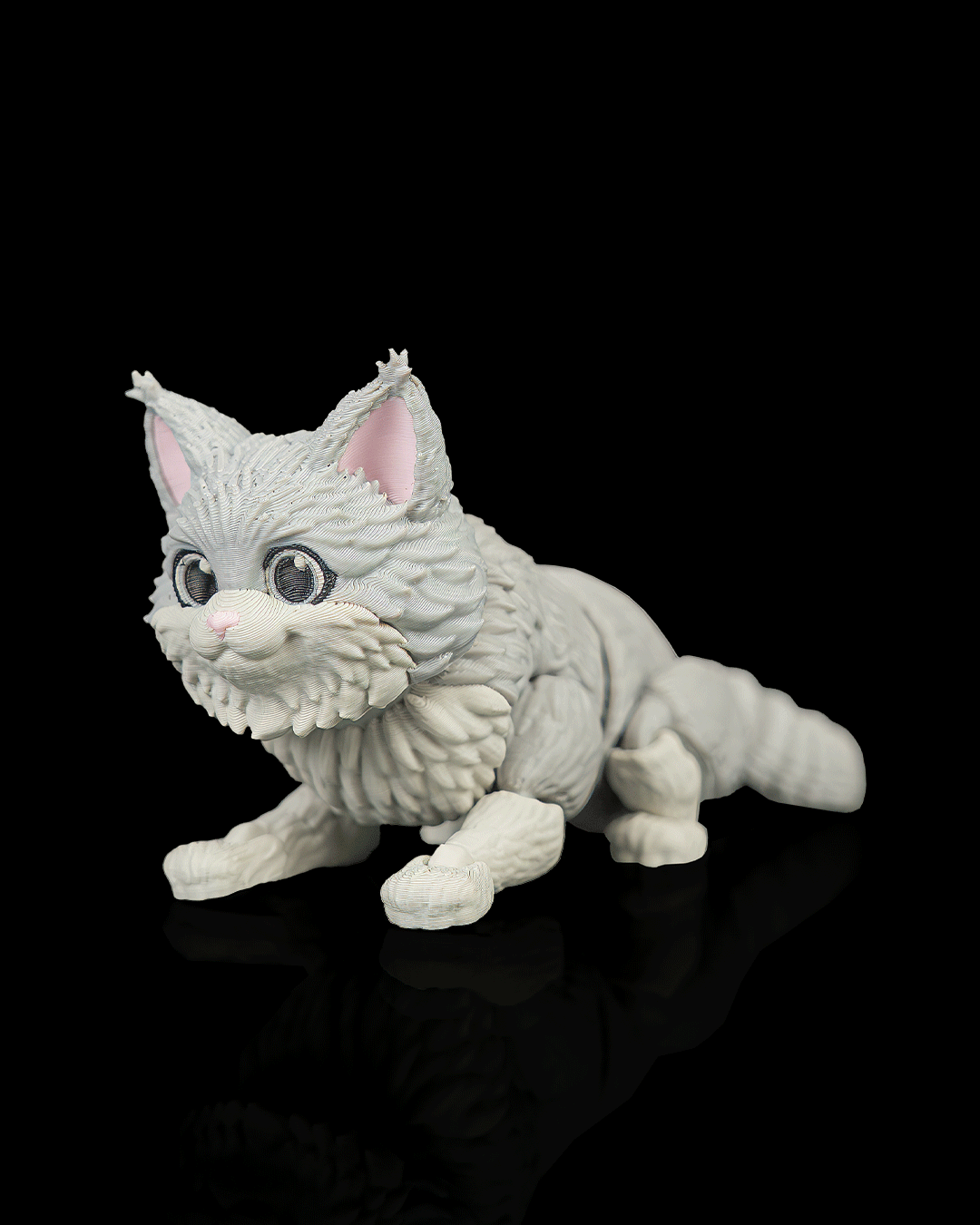 Articulated 3D-printed Maine Coon cat Chester — poseable desk figurine (view 7)
