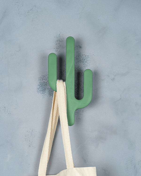 Desert Hook — a 3D-printed cactus wall hook — front view