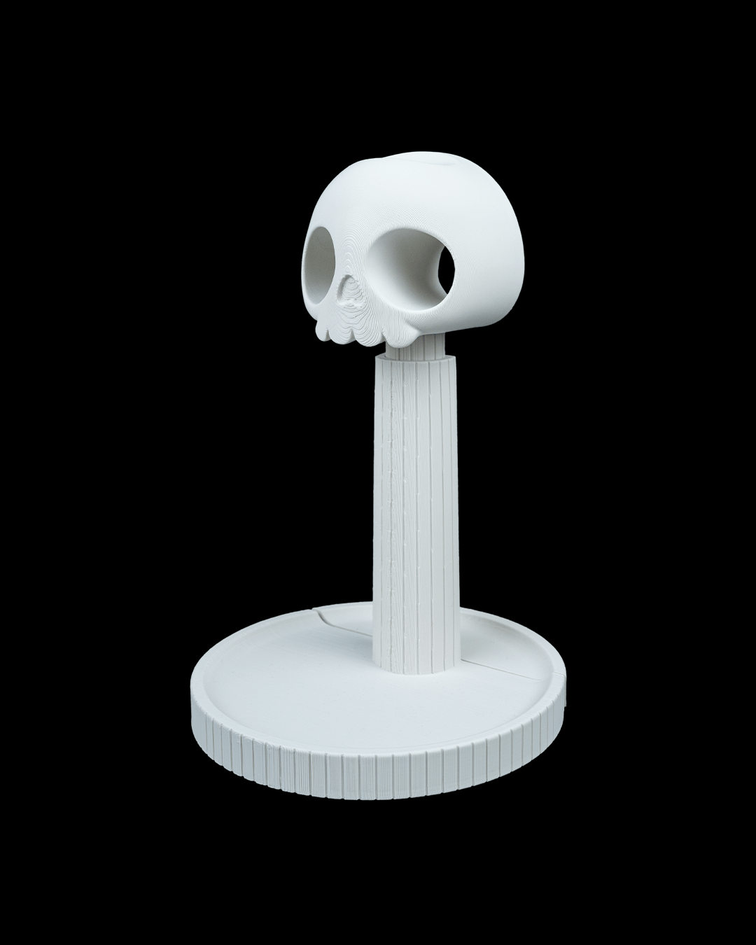 Grimm — a reaper 3D-printed headphone stand — close-up detail