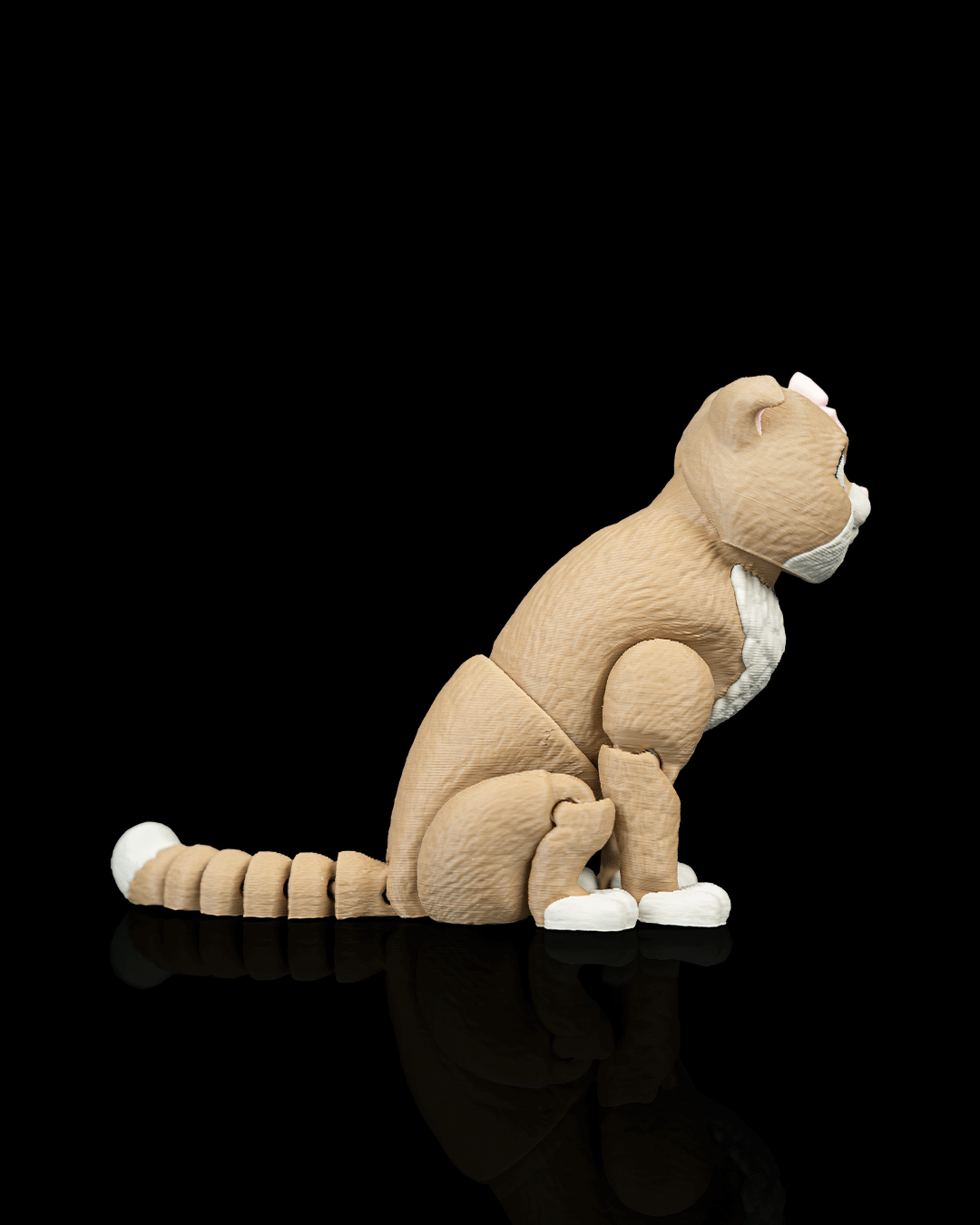 Articulated 3D-printed Scottish Fold cat Mochi — poseable desk figurine (view 2)