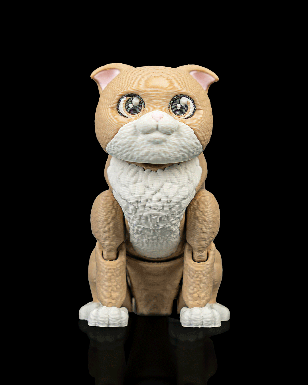 Articulated 3D-printed Scottish Fold cat Mochi — poseable desk figurine (view 5)