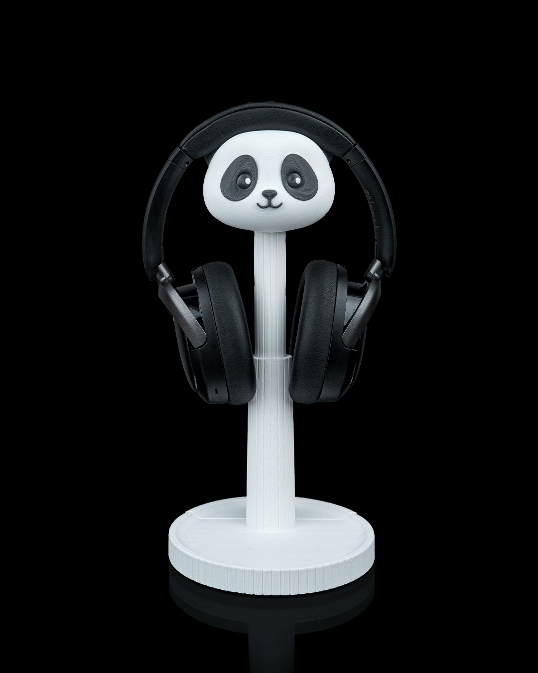 Panda — a 3D-printed panda headphone stand — front view