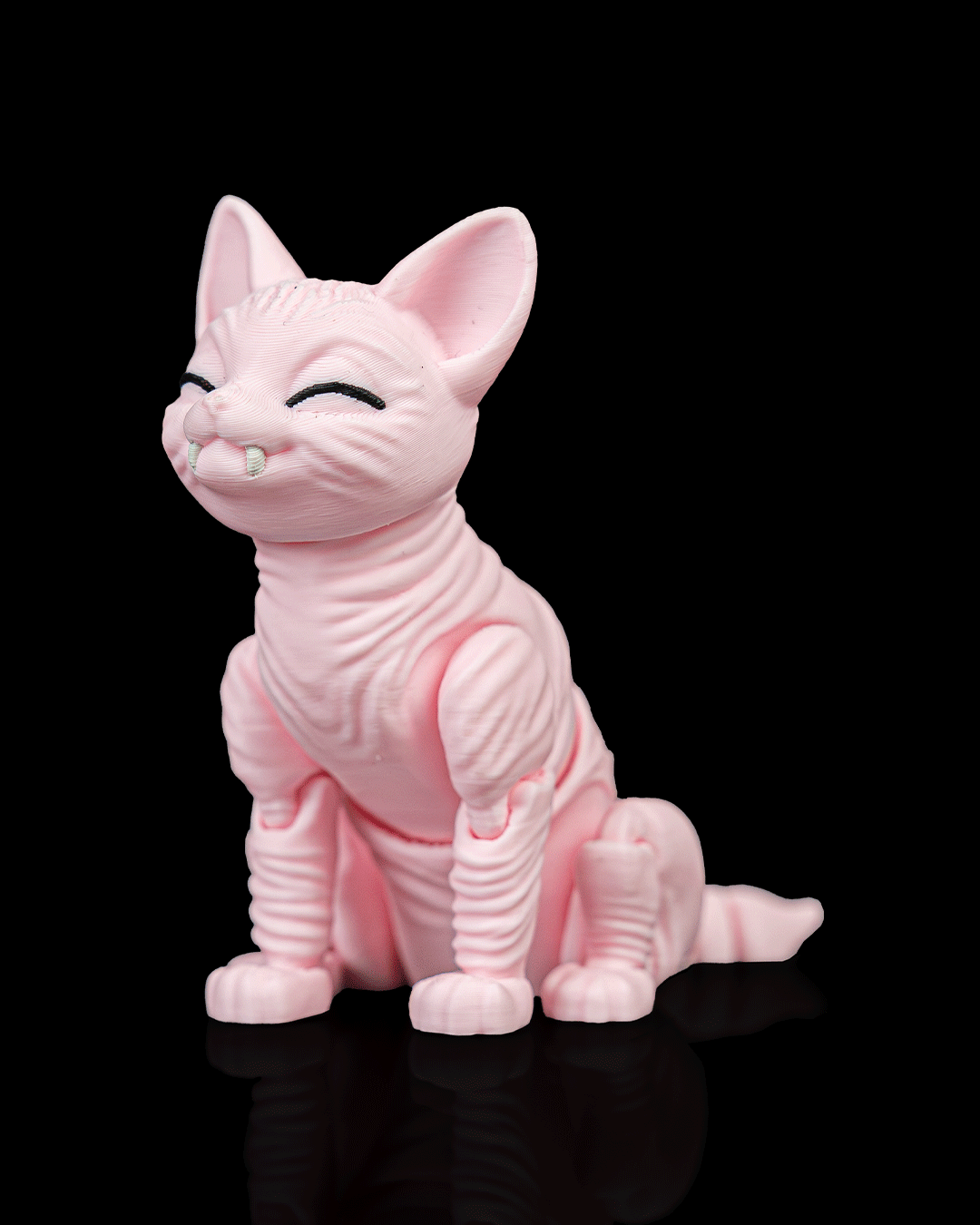 Articulated 3D-printed Sphynx cat Ruby — poseable desk figurine (view 2)