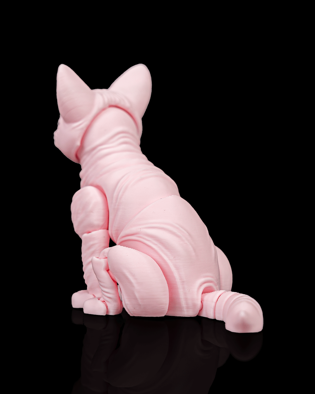 Articulated 3D-printed Sphynx cat Ruby — poseable desk figurine (view 4)