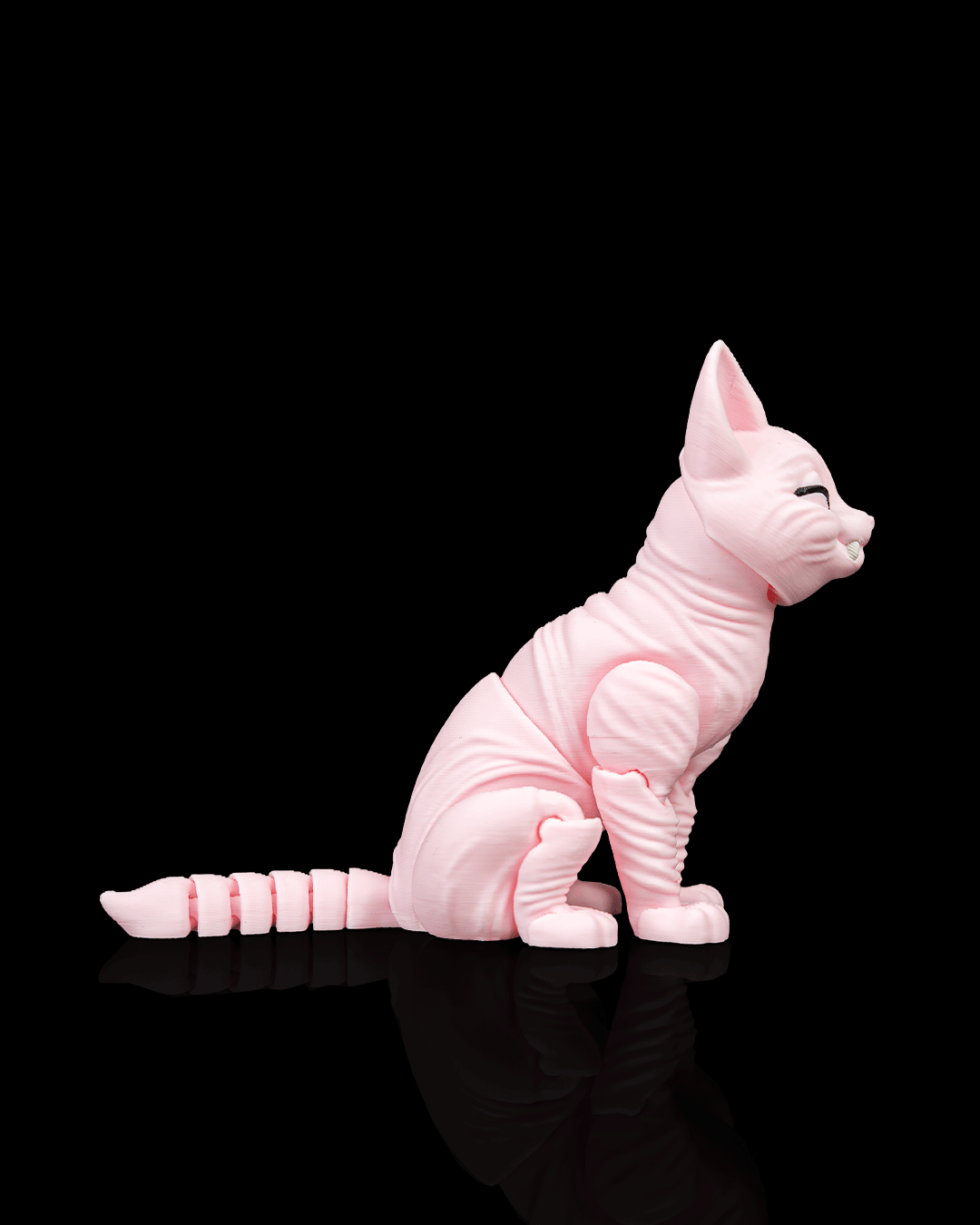 Articulated 3D-printed Sphynx cat Ruby — poseable desk figurine (view 5)