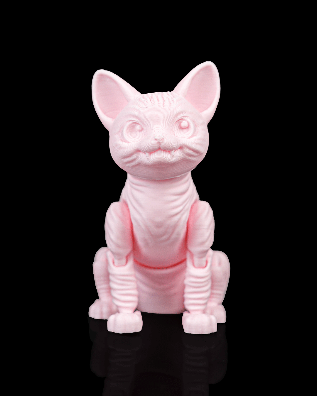 Articulated 3D-printed Sphynx cat Ruby — poseable desk figurine (view 7)