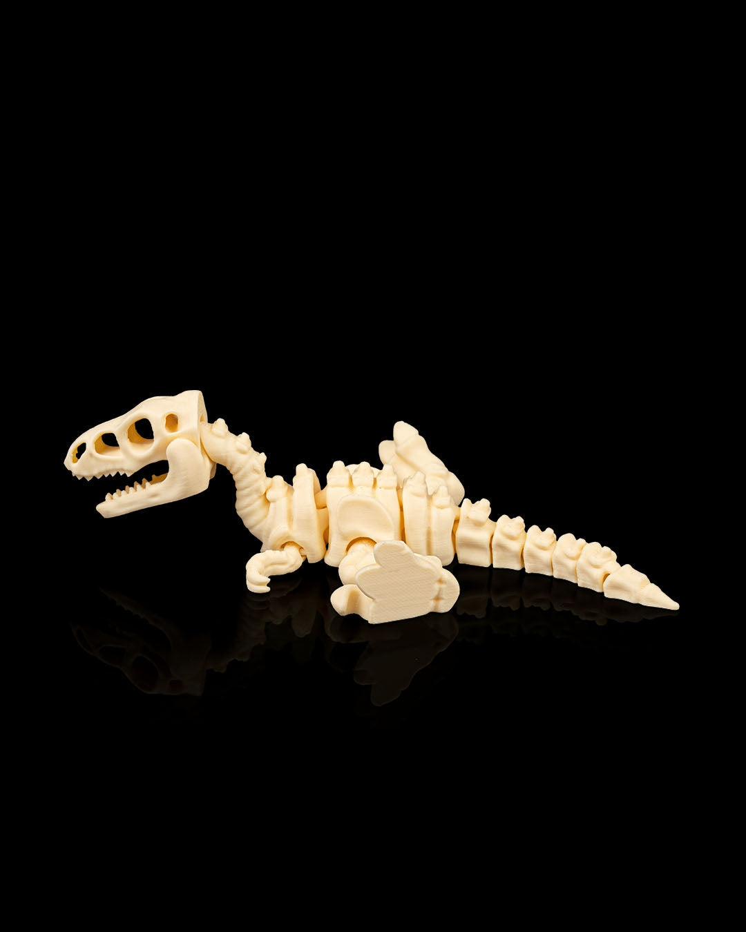Articulated 3D-printed Velociraptor dinosaur skeleton — poseable desk figurine (view 6)