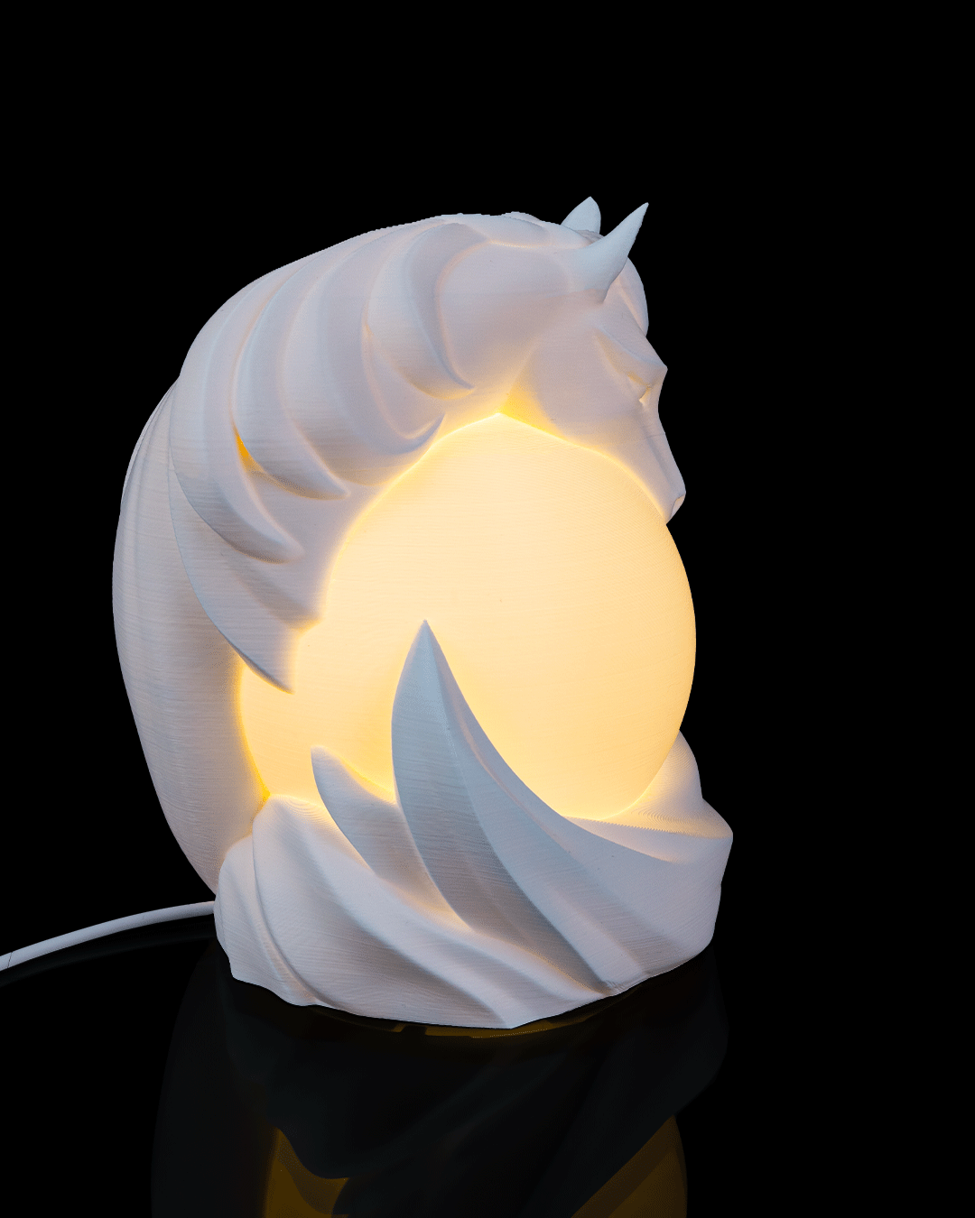 Stallion Sphere Table Lamp โ 3D-printed horse sphere table lamp (view 4)