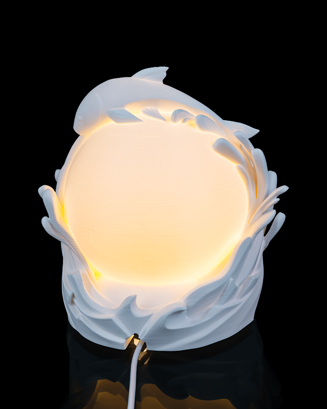 Twin Fish Sphere Table Lamp โ 3D-printed koi sphere table lamp (view 3)