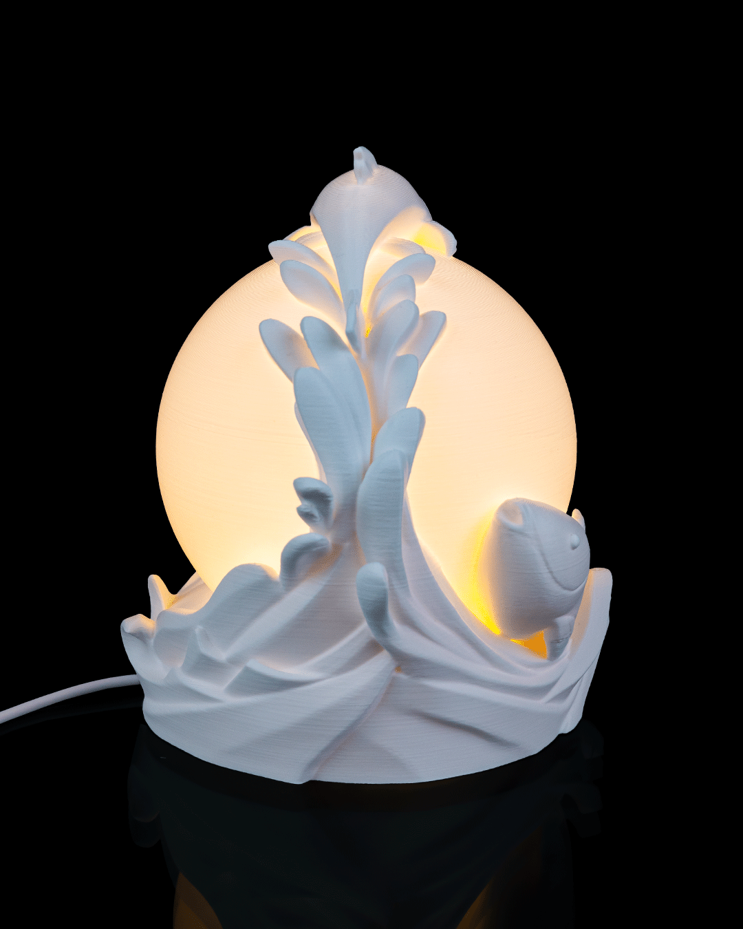 Twin Fish Sphere Table Lamp โ 3D-printed koi sphere table lamp (view 4)