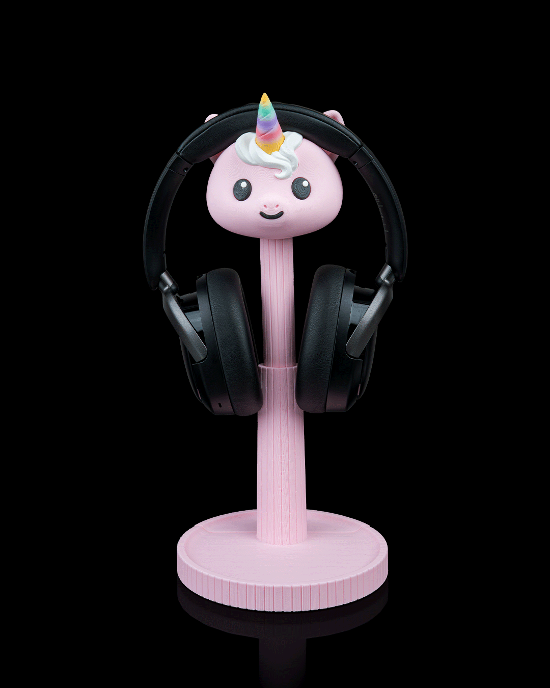 Unicorn — a 3D-printed headphone stand — front view