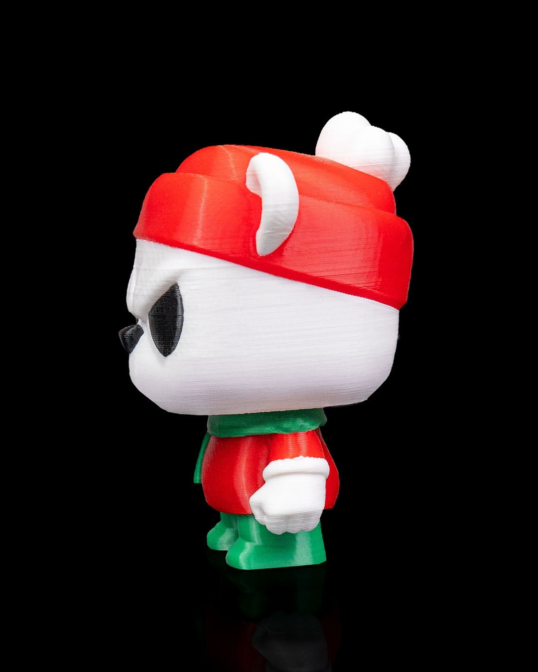 Anty Bear 3D-printed Christmas keyring — rear three-quarter view