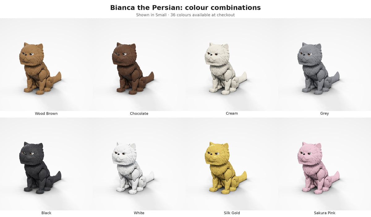 Bianca the Persian — colour combinations grid