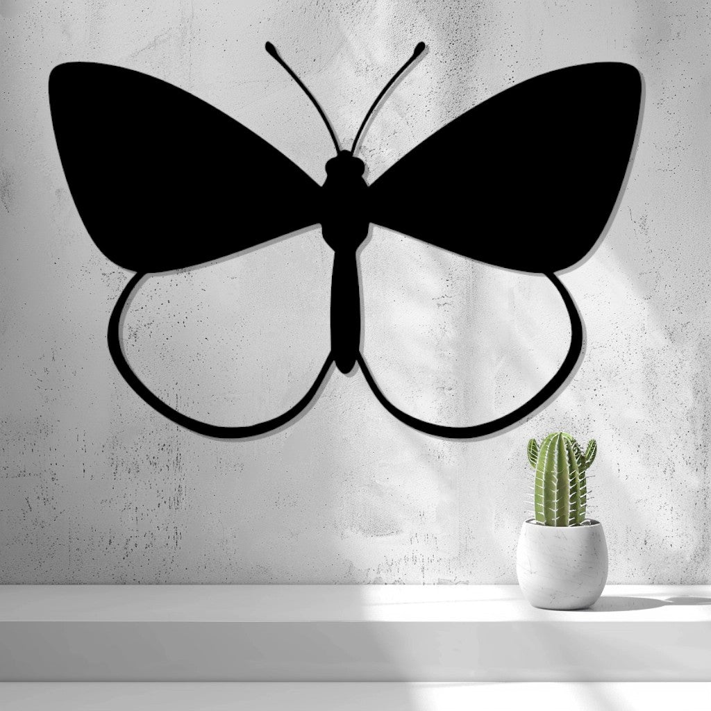 Butterfly Wall Art — shown in black on a wall