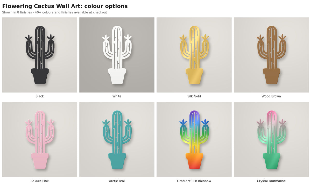 Flowering Cactus Wall Art — colour options
