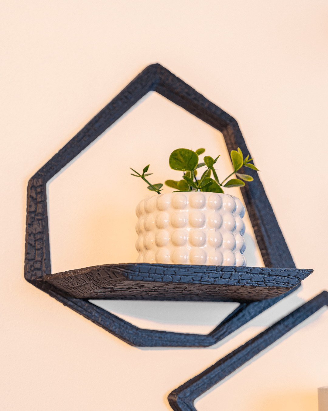 Charcoal Shelf styled with décor
