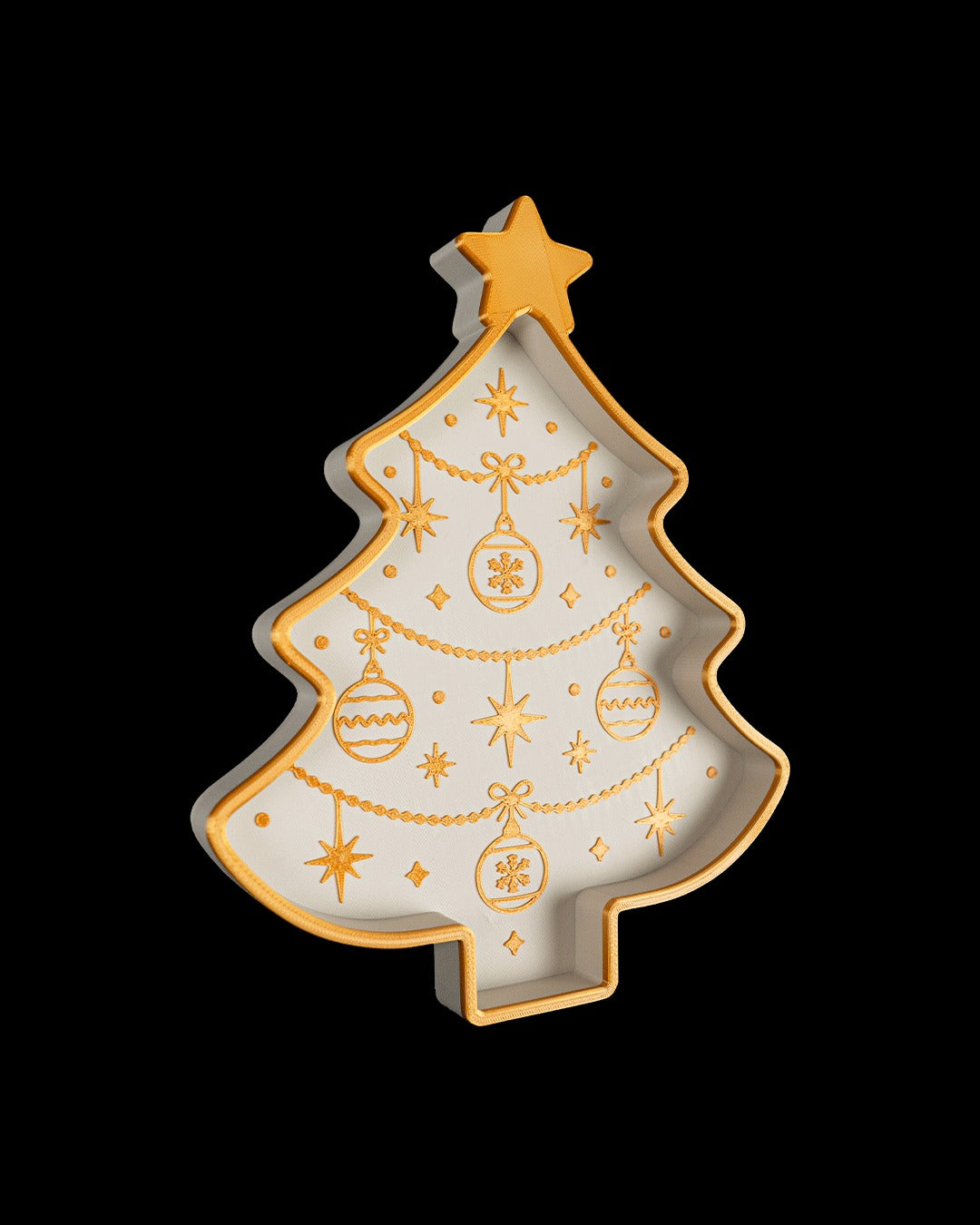 Christmas Tree Tray — angled view showing the tray depth