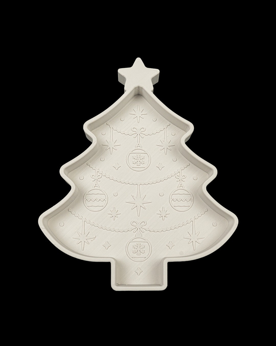 Christmas Tree Tray — all-white version with embossed ornament garland