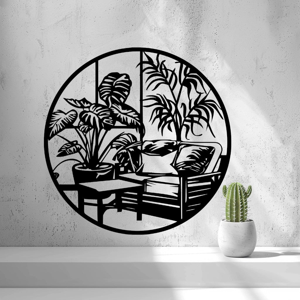 Cozy Living Room Wall Art — shown in black on a wall