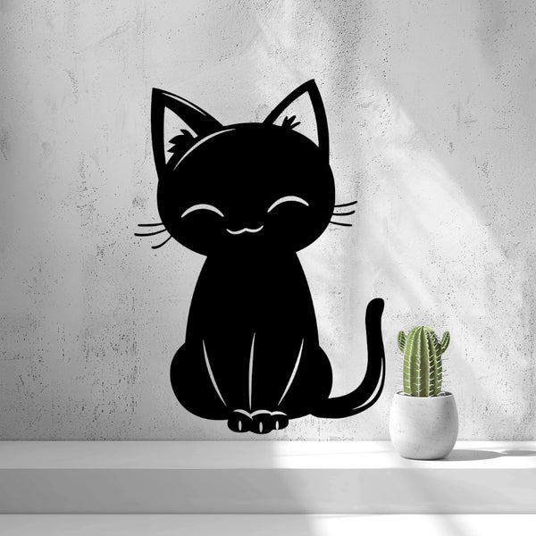 Cute Cat Wall Art — black cat silhouette hung on a wall