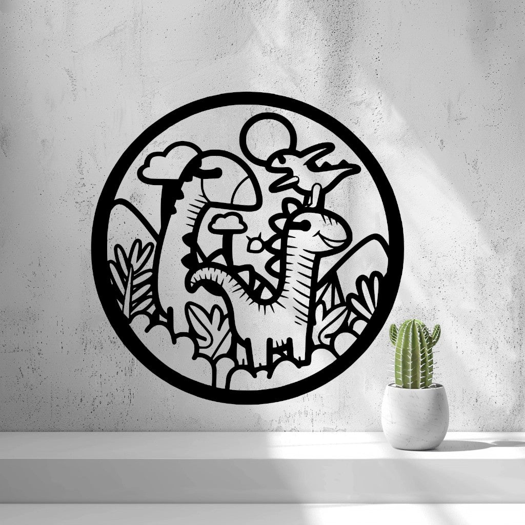 Dinosaurs Wall Art — shown in black on a wall