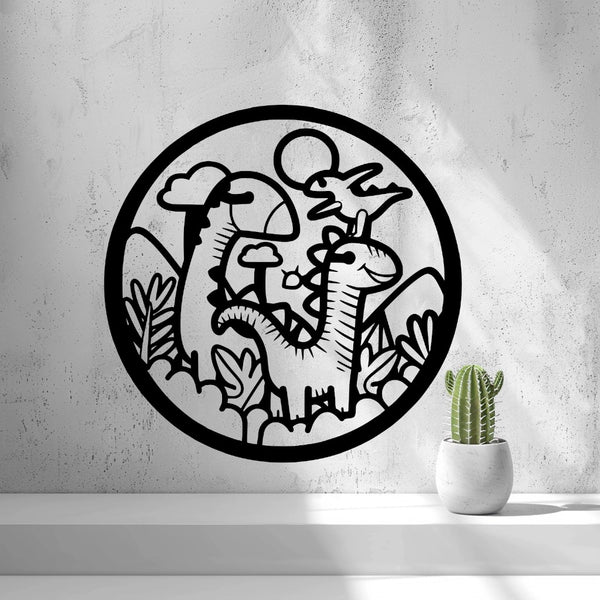 Dinosaurs Wall Art — shown in black on a wall