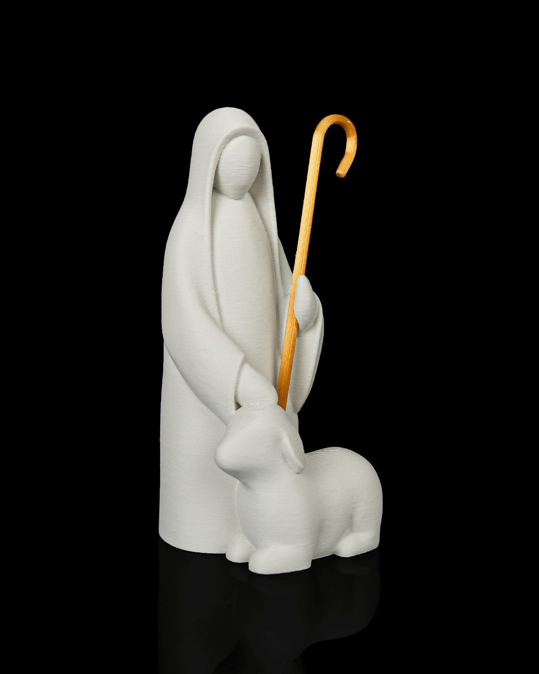 Divine Shepherd Statue — three-quarter view