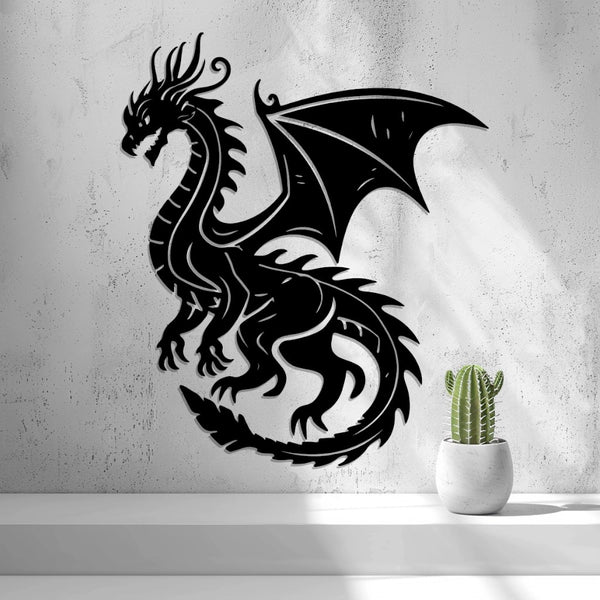 Dragon Wall Art — shown in black on a wall