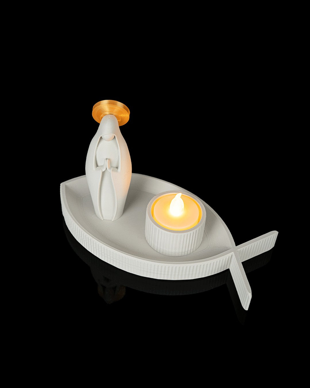 Fish Tray and Candle Holder — styled with a statue (sold separately)