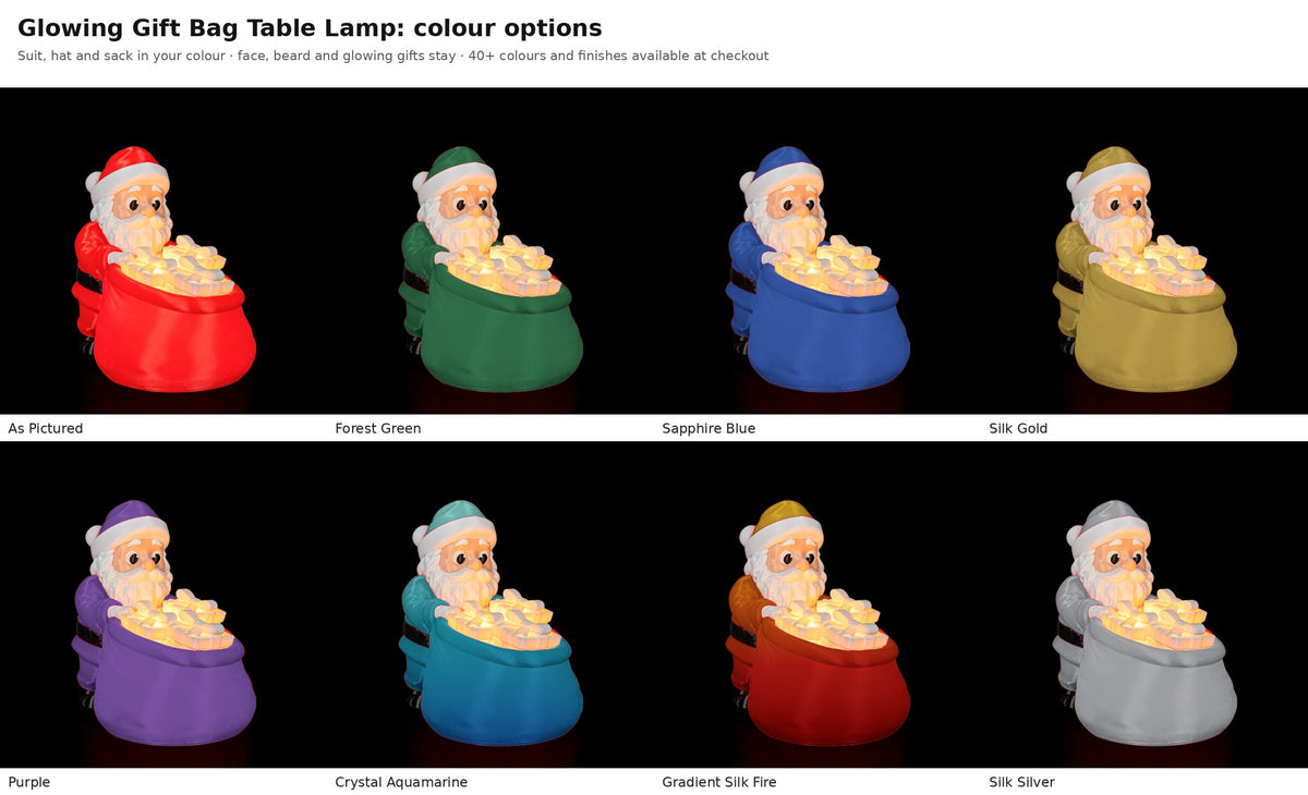 Glowing Gift Bag Table Lamp — colour options