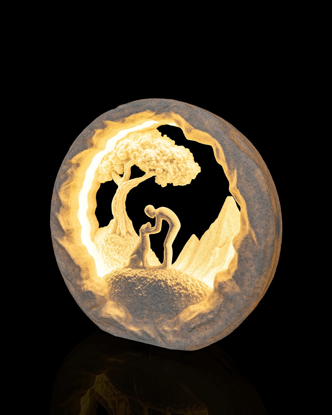 Good Boy Table Lamp — lit scene up close