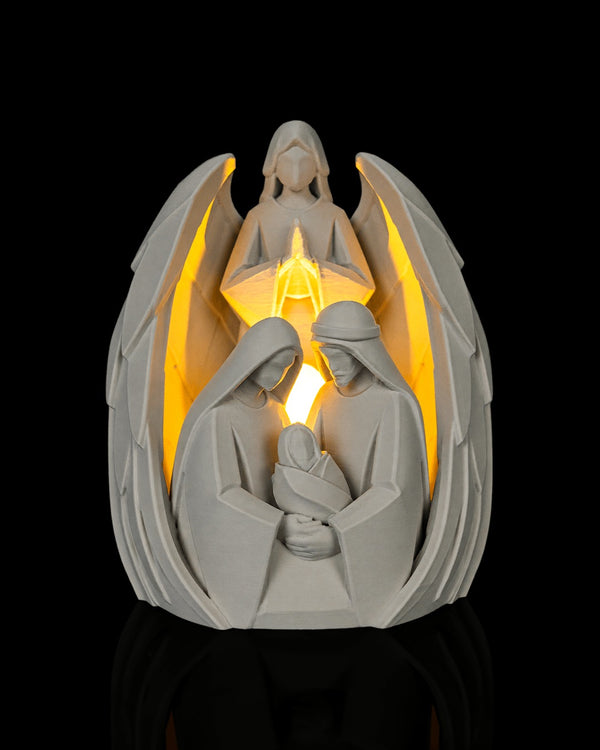 Guardian Angel Table Lamp — lit, front view