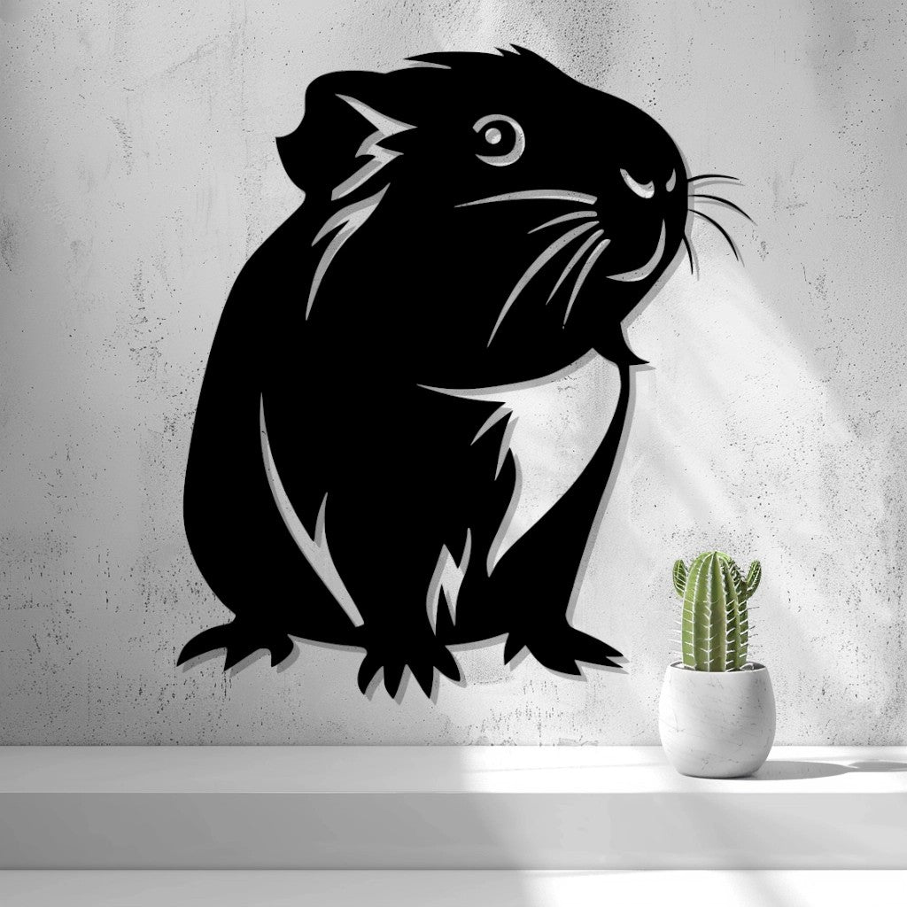 Guinea Pig Wall Art — shown in black on a wall