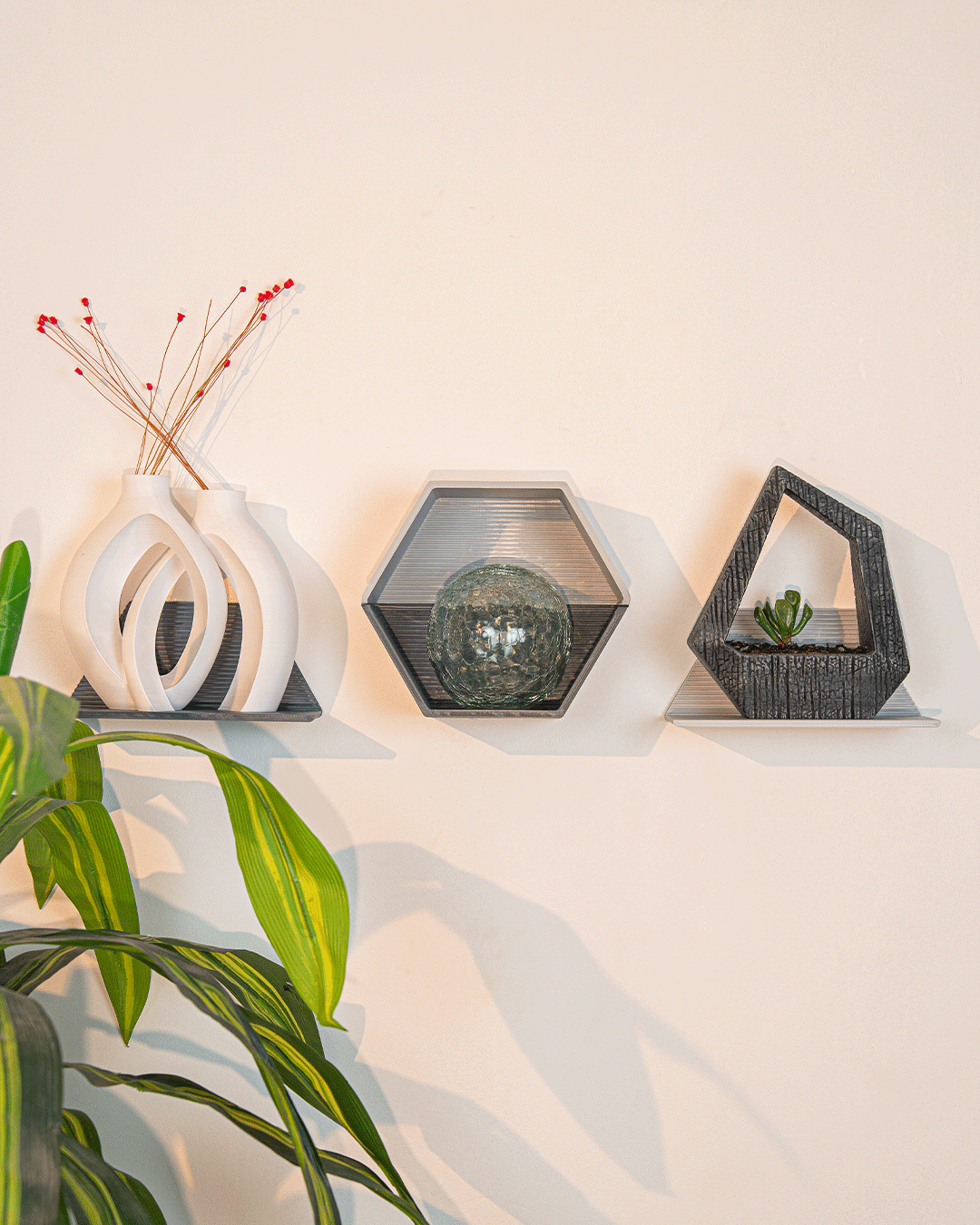 Hex Shelf styled with décor