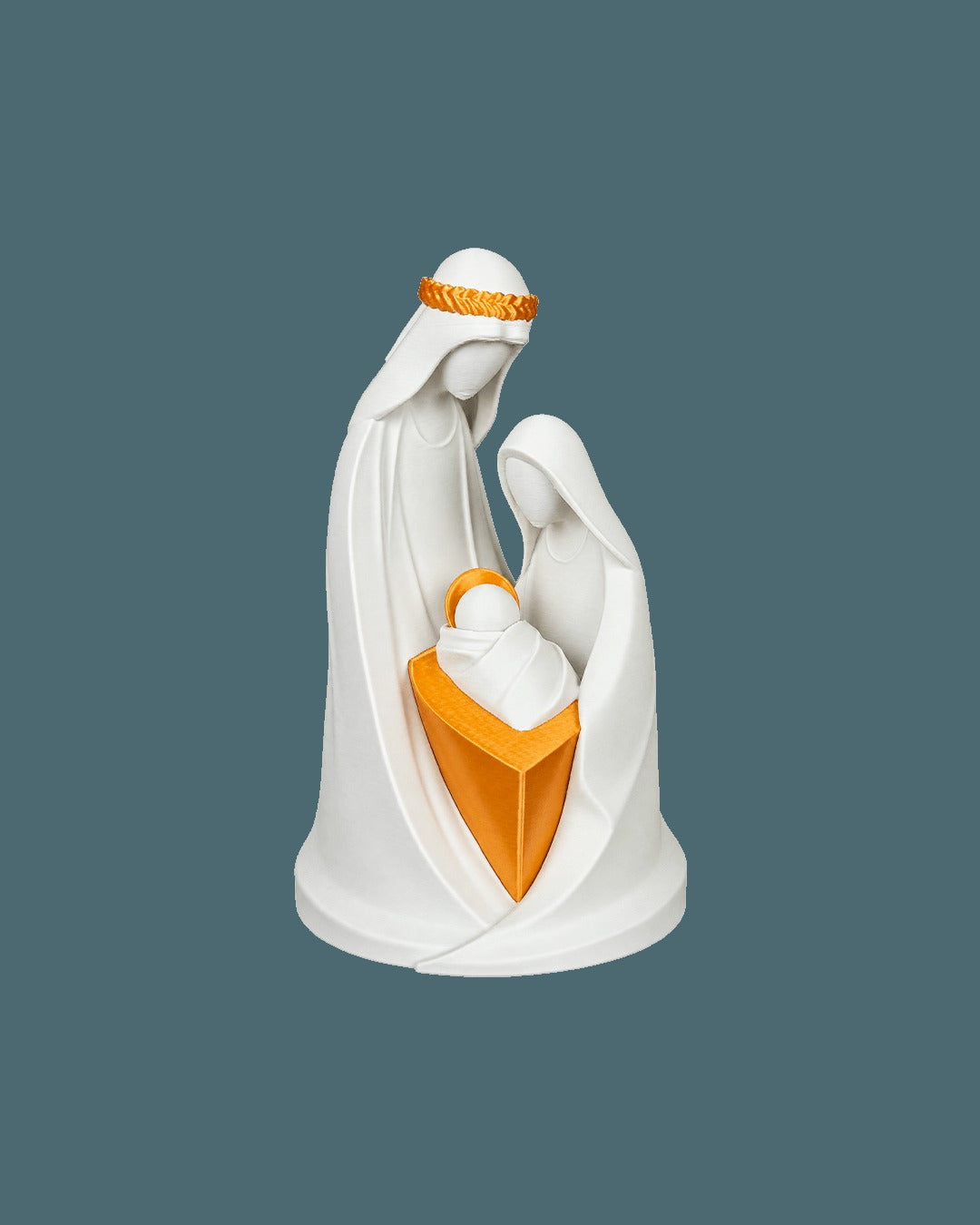 Holy Family Embrace — displayed against a slate blue background