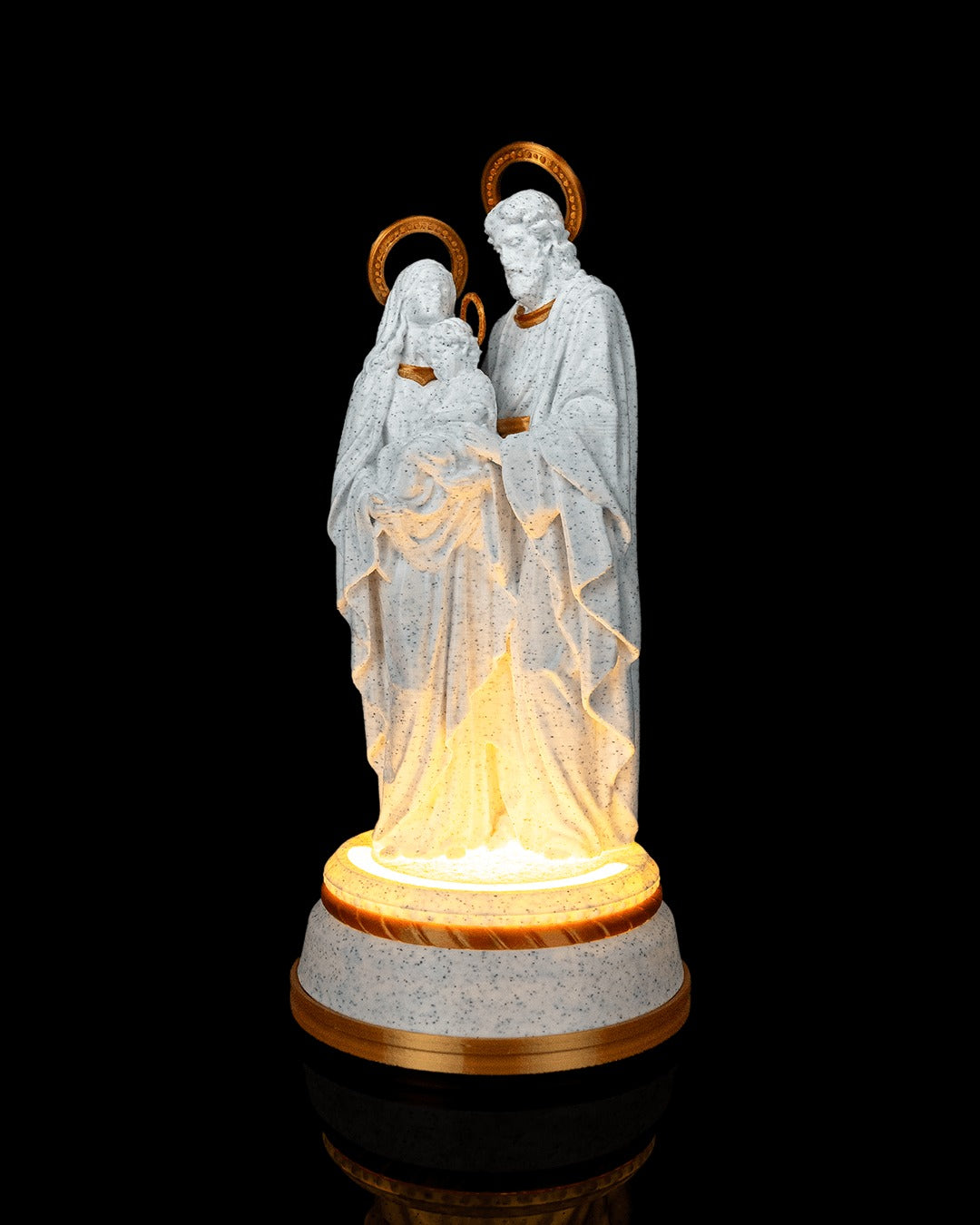 Holy Family Statue — 160 mm statue glowing on its LED base