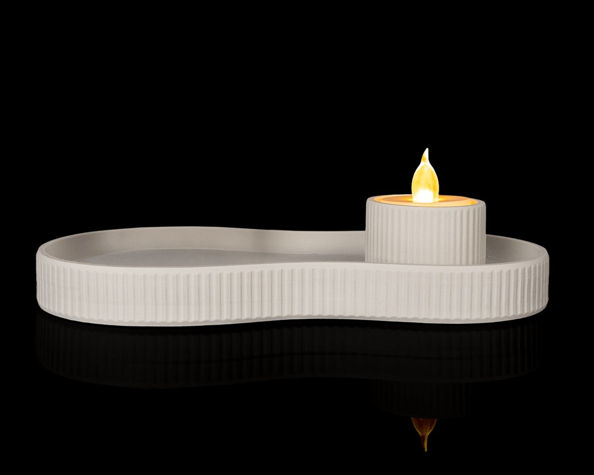 Kidney Tray and Candle Holder — side view with tealight