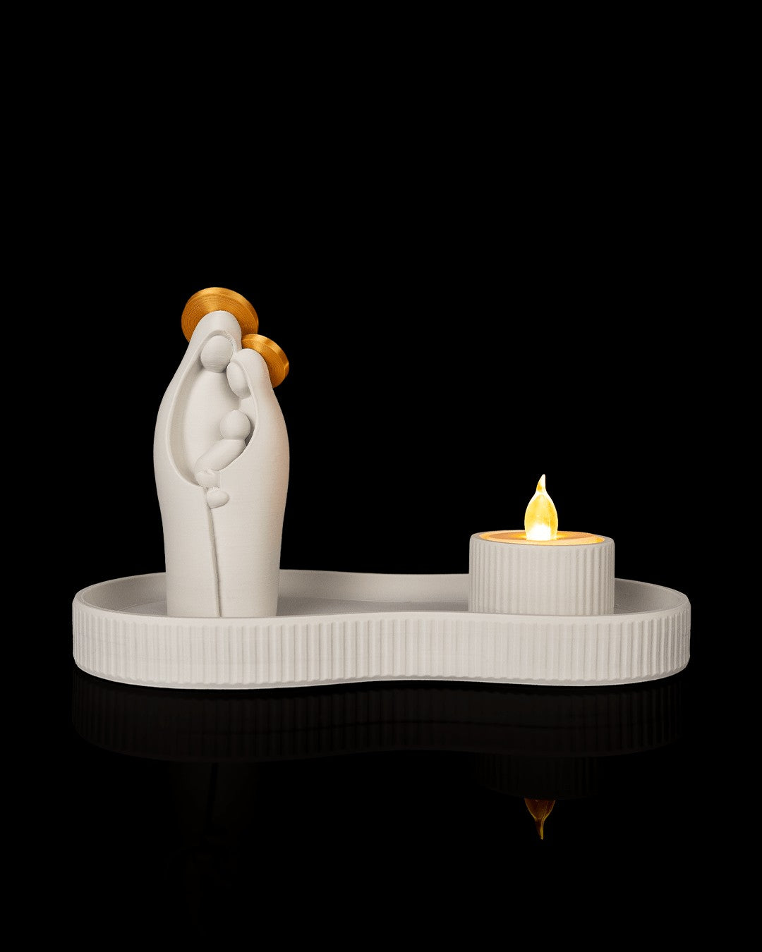 Kidney Tray and Candle Holder — front view with statue (sold separately)