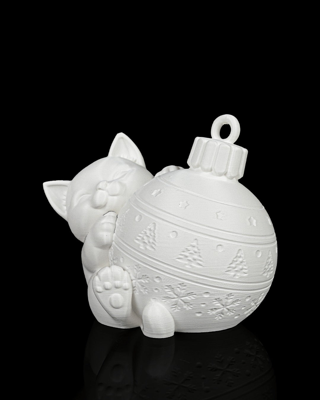 Kitten Ornament Table Lamp — unlit, printed in white
