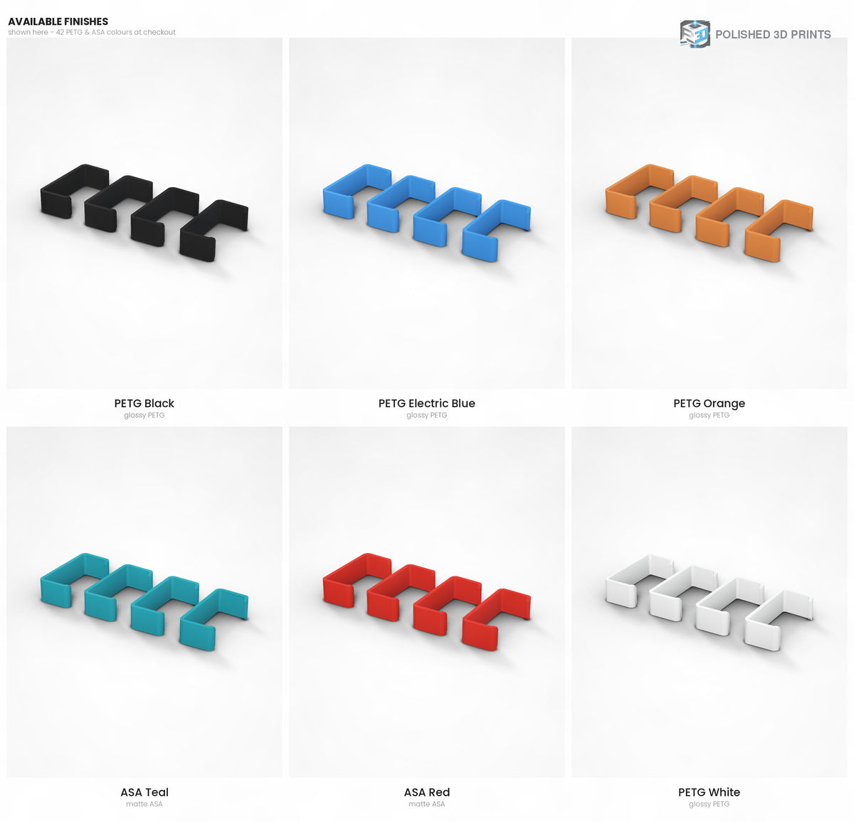 Link-A-Link Cable Management Clips – six of the PETG and ASA colours available