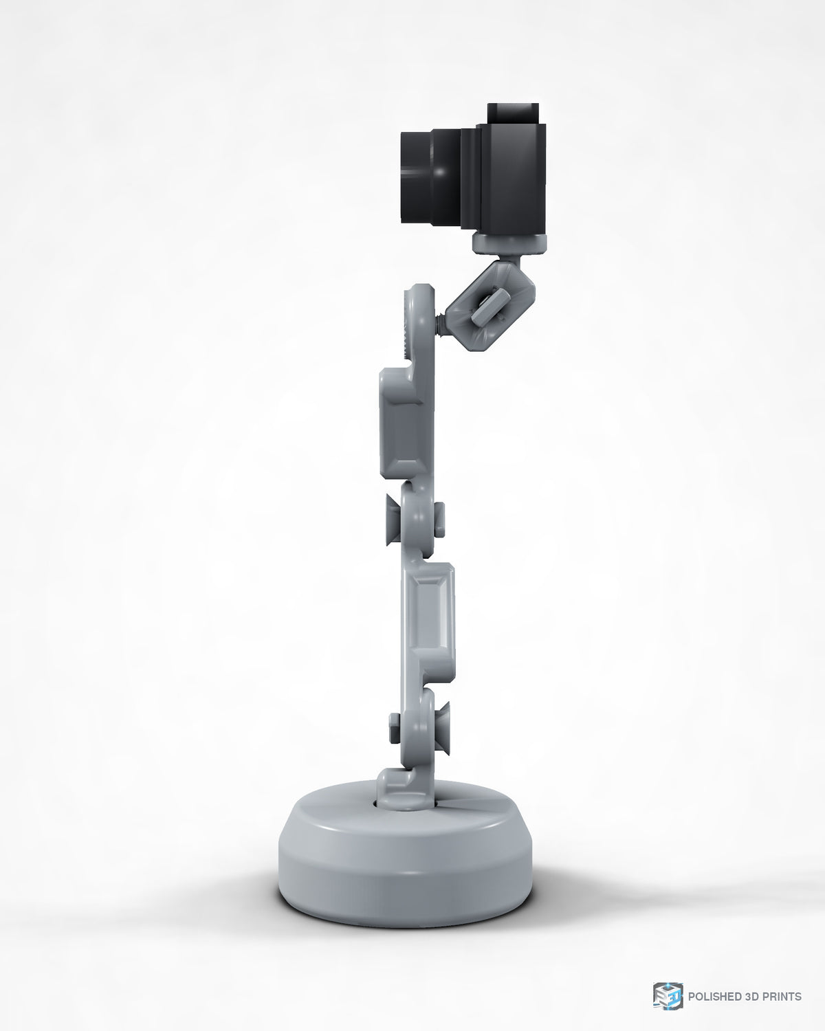 Link-A-Link Camera Arm Kit, assembled on its weighted base holding a camera – side profile
